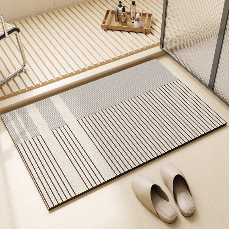 Bamboo Bath Mat - 욕실 바닥 매트, 화장실용 흡수성 규조토